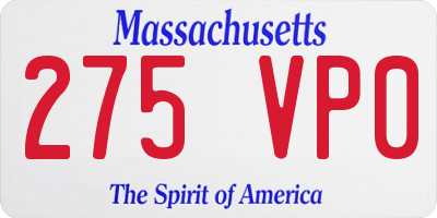 MA license plate 275VP0