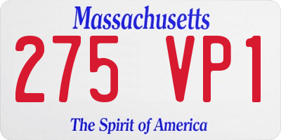 MA license plate 275VP1