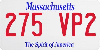 MA license plate 275VP2