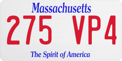 MA license plate 275VP4