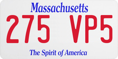 MA license plate 275VP5
