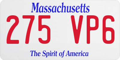 MA license plate 275VP6