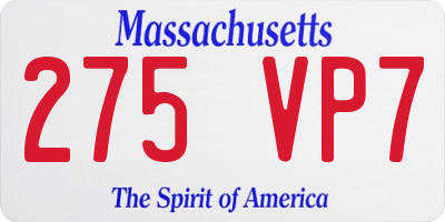 MA license plate 275VP7