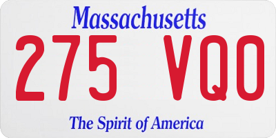 MA license plate 275VQ0