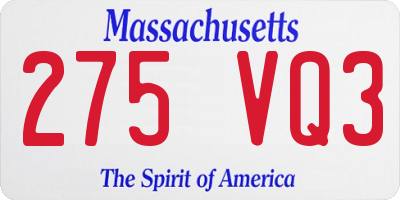 MA license plate 275VQ3