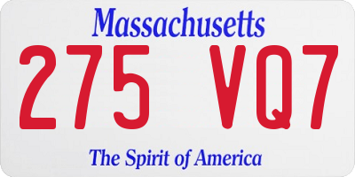MA license plate 275VQ7