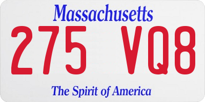 MA license plate 275VQ8