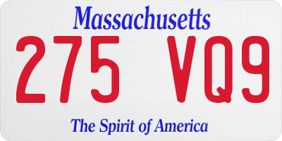 MA license plate 275VQ9