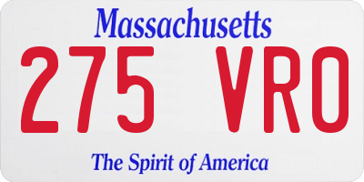 MA license plate 275VR0