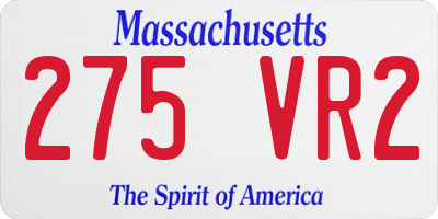 MA license plate 275VR2