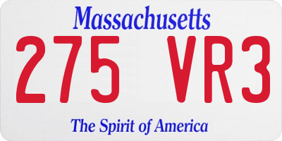 MA license plate 275VR3
