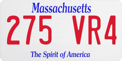 MA license plate 275VR4