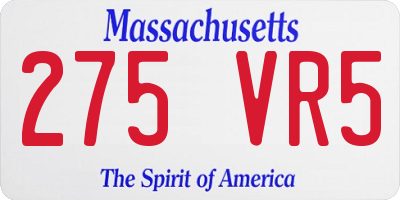 MA license plate 275VR5