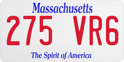 MA license plate 275VR6