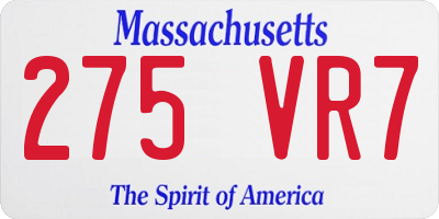 MA license plate 275VR7