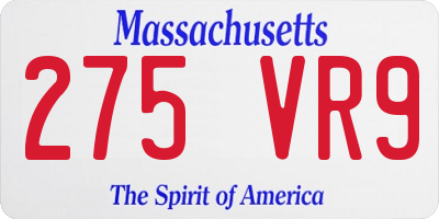 MA license plate 275VR9