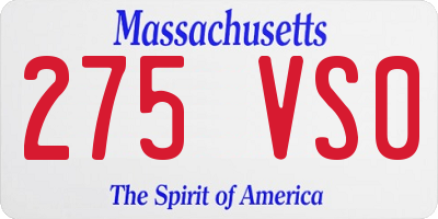 MA license plate 275VS0