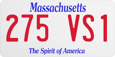 MA license plate 275VS1