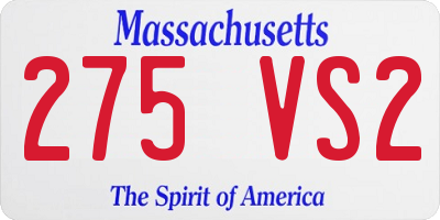 MA license plate 275VS2