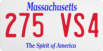 MA license plate 275VS4