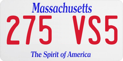 MA license plate 275VS5