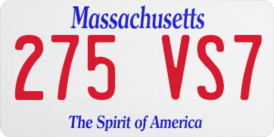 MA license plate 275VS7