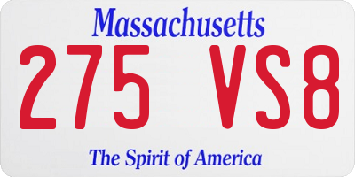 MA license plate 275VS8