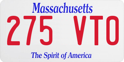 MA license plate 275VT0