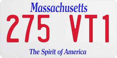 MA license plate 275VT1