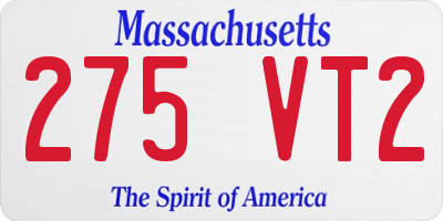 MA license plate 275VT2