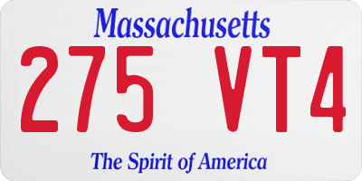 MA license plate 275VT4