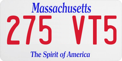 MA license plate 275VT5