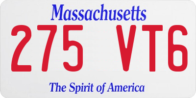 MA license plate 275VT6
