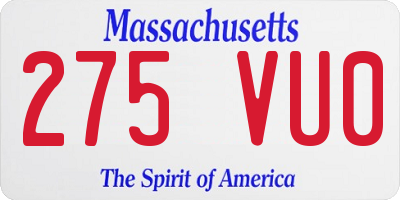 MA license plate 275VU0