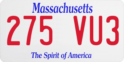 MA license plate 275VU3