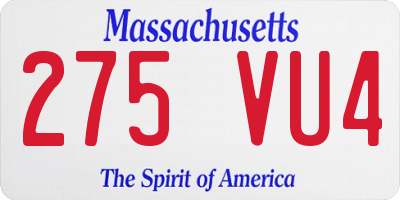 MA license plate 275VU4