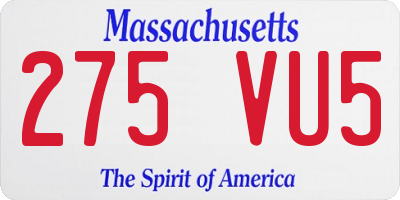 MA license plate 275VU5