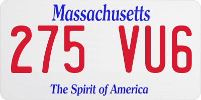 MA license plate 275VU6