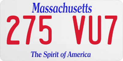 MA license plate 275VU7