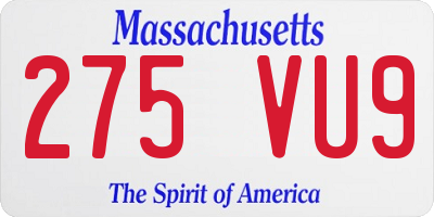 MA license plate 275VU9