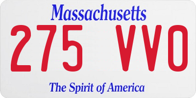 MA license plate 275VV0