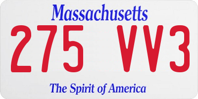 MA license plate 275VV3