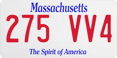 MA license plate 275VV4