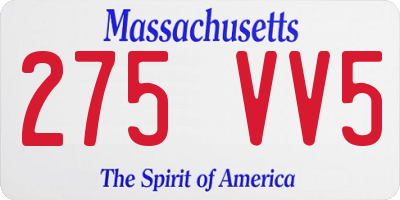 MA license plate 275VV5