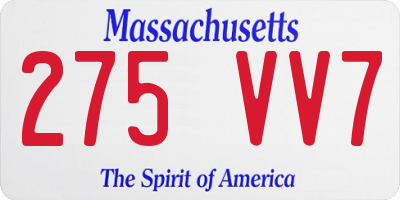 MA license plate 275VV7