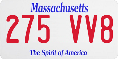 MA license plate 275VV8