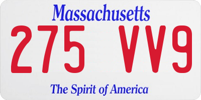 MA license plate 275VV9