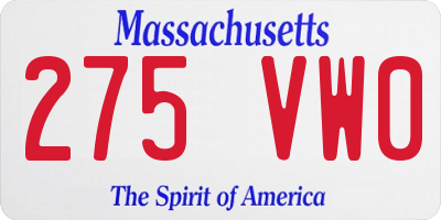 MA license plate 275VW0