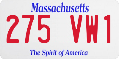 MA license plate 275VW1