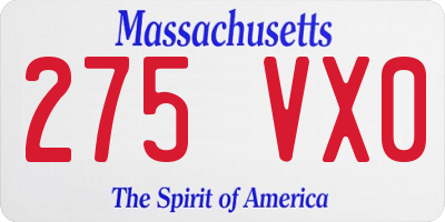 MA license plate 275VX0